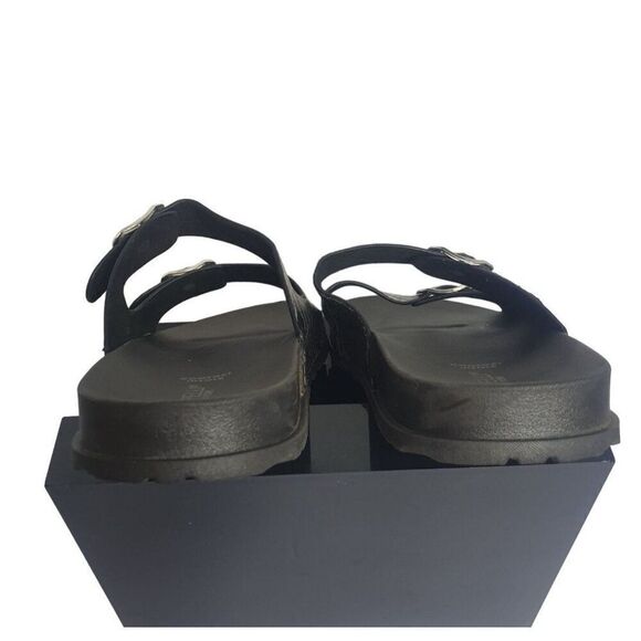 Women's Double Buckle Sandals Snake Print Slide Sandals Size 9 Black & Gray NEW - Picture 6 of 6